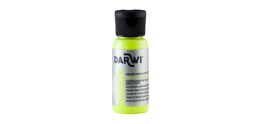 DARWI Flacon de 50 ml de Peinture Textile Fluorescente - Jaune fluo
