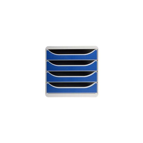 Módulo individual BIG-BOX para documentos A4 + con 4 cajones, ultra-rígido y con stop de seguridad y con stop de seguridad - OFFICE - Azul