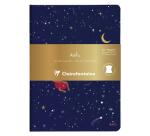 Adolie, Set de 2 carnets cousu fil A5 14,8x21 cm, 64 pages, ligné. Etoiles. 1 carnet couverture cuir + 1 carnet couverture carte imprimée, ass.