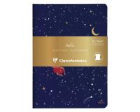 Adolie, Set de 2 carnets cousu fil A5 14,8x21 cm, 64 pages, ligné. Etoiles. 1 carnet couverture cuir + 1 carnet couverture carte imprimée, ass.