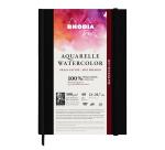 Rhodia Touch Watercolor Book, papier 100% coton grain satiné 300g - A4 portrait, 40 pages - Noir