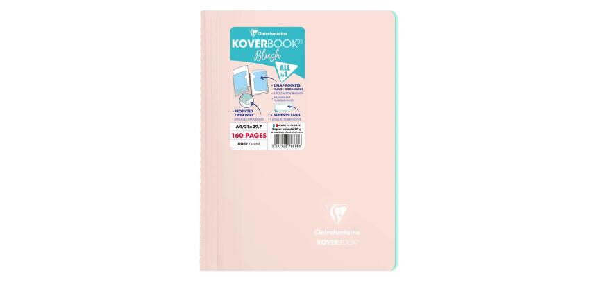 Koverbook Spiralblock A4, 80 Blatt liniert mit Rand, Einband aus PP
