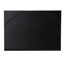 Rhodia Touch carton dessin 3 rabats, simili cuir italien noir avec fermeture par élastique - 52x72 cm - Noir