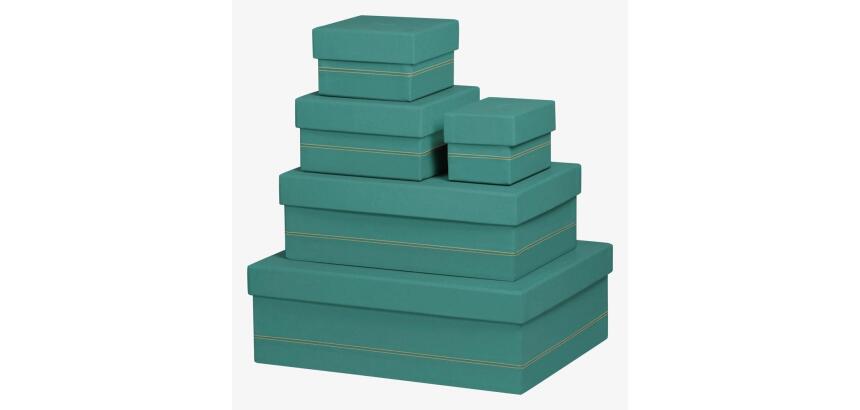 Rhodiarama set 5 boîtes gigognes simili cuir italien 44x34x16 cm - Eau
