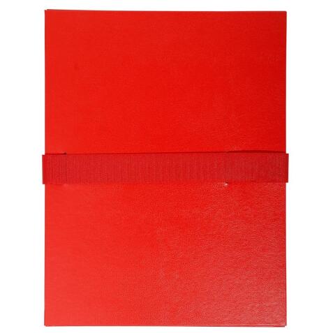 Expanding spine folder with hook and loop fastening strip