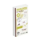 Paquet de 50 Enveloppes Forever 100% Recyclé DL-110x220mm 80g Auto-Adhésives - 80g/m2 - Fenêtre Papier Cristal 45x100 (position 20/20) - Blanc