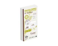 Paquet de 50 Enveloppes Forever 100% Recyclé DL-110x220mm 80g Auto-Adhésives - 80g/m2 - Fenêtre Papier Cristal 45x100 (position 20/20) - Blanc