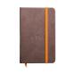 Rhodiarama carnet rembordé rigide 9x14 cm 192 pages ligné papier ivoire 90g fermeture élastique - Chocolat