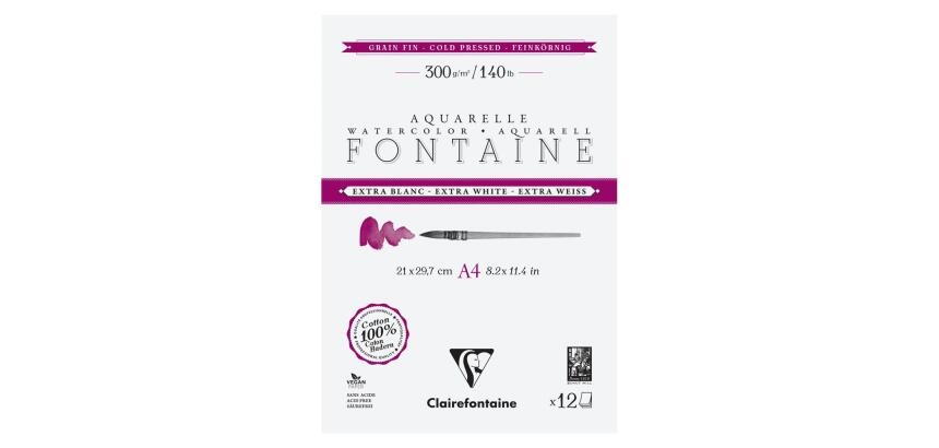 Fontaine Extra Blanc Grain Fin bloc collé 2 côtés 12F A4 300g