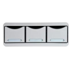Módulo individual con 3 cajones con tope de seguridad y porta-etiquetas - 270x355x135 mm - OFFICE - Gris claro