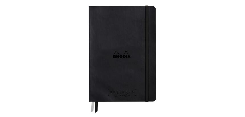 Rhodiarama Goalbook Creation rembordé rigide A5 100p papier lavis technique blanc uni 200g avec élastique - Noir