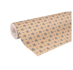 Kraft brut 70g, rl 50x0,70m Etoiles argt - Argent