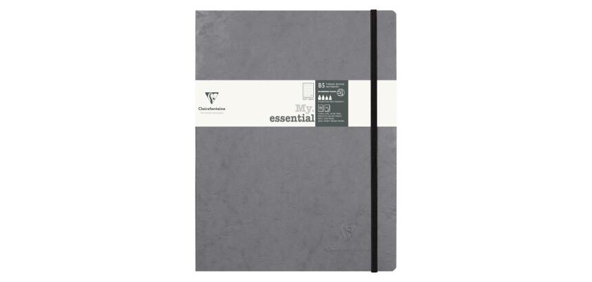 My.Essential Age Bag genaaid notitieboek met vierkante rug en genummerde pagina's B5 192 gestippelde (DOT) pagina's ivoorkleurig papier 90 g - Grijs