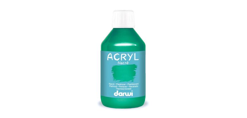 Darwi Flacon de 250 ml de Peinture Acrylique Universelle Nacrée - Vert nacré