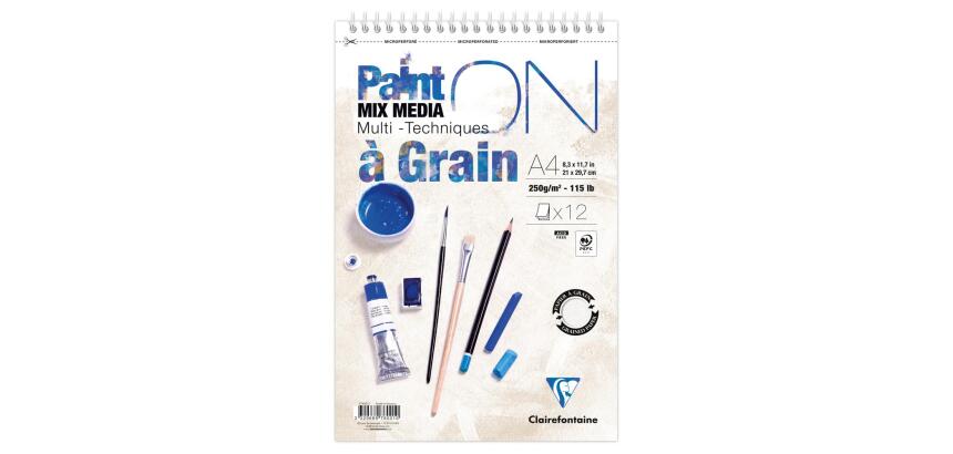 PaintON à Grain bloc spiralé 12F A4+ 250g