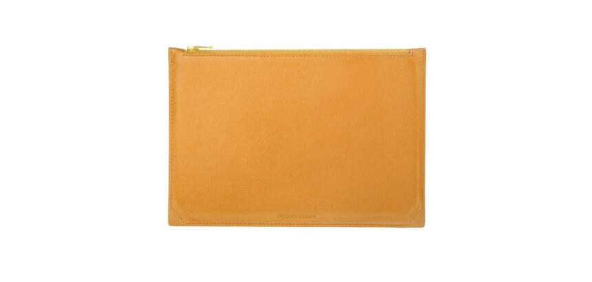 Pochette multifonction en cuir, grand modèle - Ambre