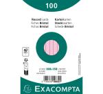 PAQUET 100 FICHES SOUS FILM - BRISTOL LIGNÉ NON PERFORÉ 100X150MM - Rose