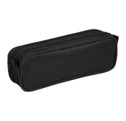 Trousse rectangulaire noire avec 2 compartiments 23x7x8 cm - Noir
