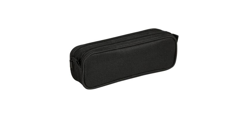 Trousse rectangulaire noire avec 2 compartiments 23x7x8 cm - Noir