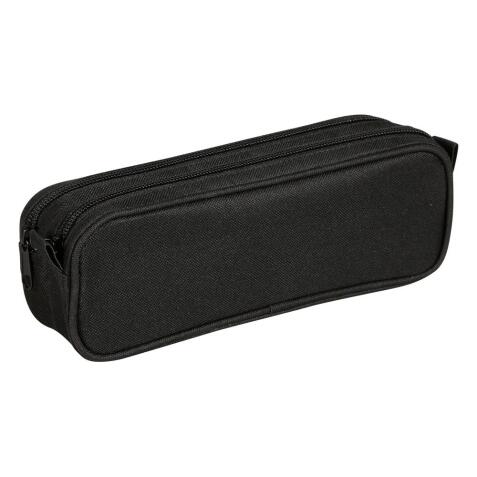 Trousse rectangulaire noire avec 2 compartiments 23x7x8 cm - Noir