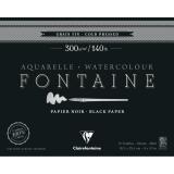 Fontaine Noir bloc collé 1 côté 12F 20,3x25,4cm 300g grain fin