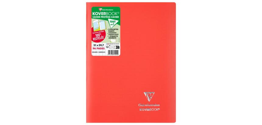 Koverbook, Heft A4, 48 Blatt 90g, französische Lineatur Seyès, Einband aus opakem Polypropylen, 100% recycelt
