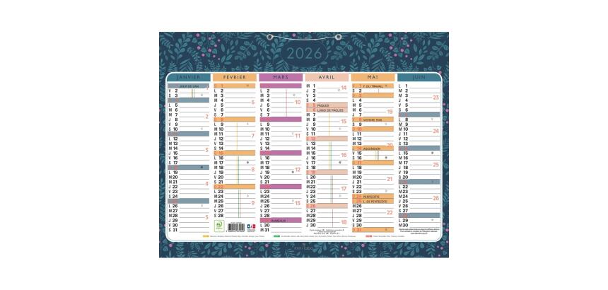 Calendrier Mini Labo avec décor recto-verso 43 x 33,5 cm Semestriel 2026