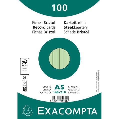 Pk100 Exa Rec Card 14.8x21cm Lined