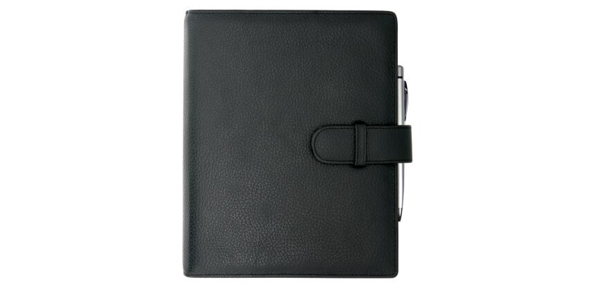 Organiseur Exatime 21 Cali - cuir pleine fleur 19 x 23 cm Semainier Septembre 2025 à Décembre 2026 - 16 mois - Noir