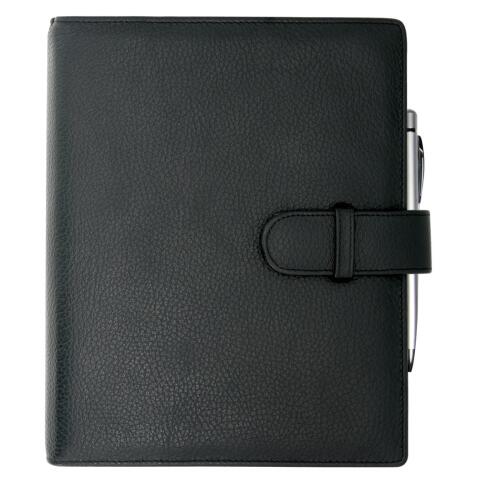 Organiseur Exatime 21 Cali - cuir pleine fleur 19 x 23 cm Semainier Septembre 2025 à Décembre 2026 - 16 mois - Noir