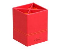 Rhodiarama pot à crayons simili cuir italien 8x8x11 cm - Coquelicot