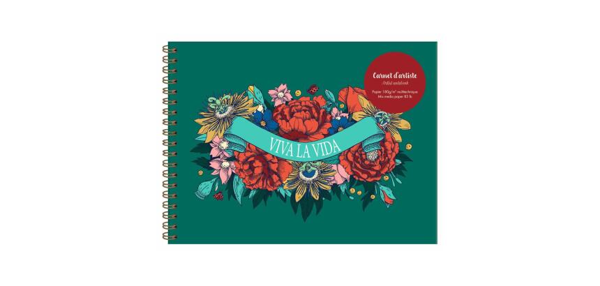 Frida Kahlo, Carnet d'artiste reliure intégrale 32 x 24 cm, 40 feuilles de papier dessin blanc multitechniques 180g