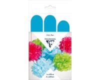 PAPIER DE SOIE, Set de 3 pompons à suspendre Ø30x1 et Ø40x2 - Bleu pétrole