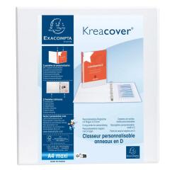 Classeur PP personnalisable Kreacover - 4 anneaux en D 50mm - A4 maxi - Blanc