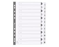 Intercalaires imprimés à touches plastifiées - 12 touches 1 à 12 - A4 - Blanc