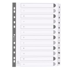12Z - Separadores Separadores con pestañas impresas cartulina blanca 160 g/m 2 Con pestañas blancas plastifi cadas reforzadas - Blanco