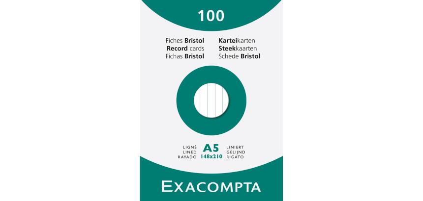 Fiches bristol, A5, ligné, blanc