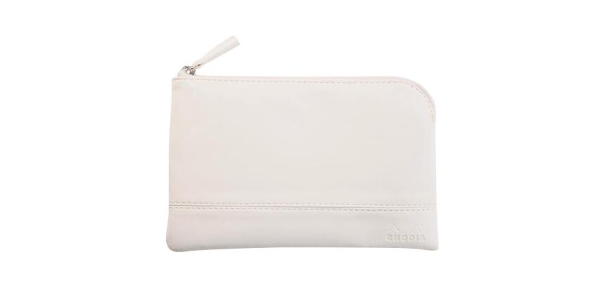 Rhodiarama pochette zippée en simili cuir - taille S (11x17 cm) - Blanc