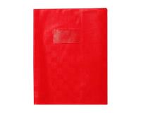 Protège-cahiers grain madras avec rabats marque-pages PVC 22/100ème 17x22 cm - Rouge