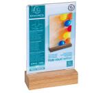 Porta-avvisi da tavolo con base in legno per formato A6 - Cristallo