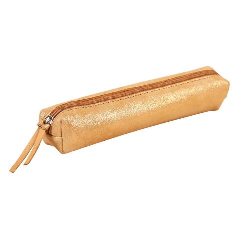 CÉLESTE CUIR Trousse SLIM 4x2,5x19,5 cm Disco Or