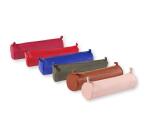CUIR TEINTE Trousse ronde Ø5,5x22 cm - Rouge