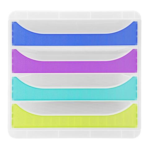 Módulo individual BIG-BOX para documentos A4 + con 4 cajones, ultra-rígido y con stop de seguridad y con stop de seguridad - CHROMA LINE (translucido) - Colores surtidos