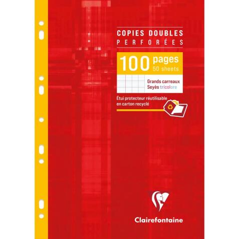 Copies doubles sous étui A4 100 pages perforées grands carreaux