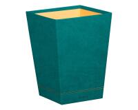 Rhodiarama corbeille à papier simili cuir italien 27x27x32 cm - Paon