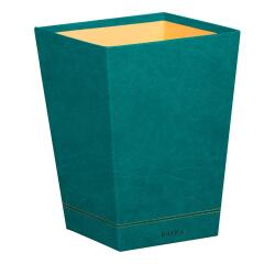 Rhodiarama corbeille à papier simili cuir italien 27x27x32 cm - Paon