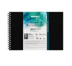 Rhodia Touch Watercolor Book, papier grain fin 100% coton 300g - A4 paysage, 40 pages - Noir