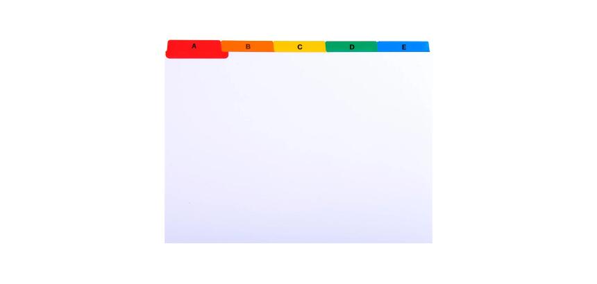 Intercalaires pour boite à fiches, imprimés de A à Z carte blanche 160g 25 compartiments- A5 - Blanc