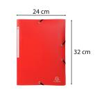 Chemise à élastiques 3 rabats PP OPAK - A4 - Rouge