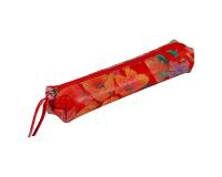 Céleste CUIR Trousse SLIM 19,5x2,5x4 cm Jardin rouge